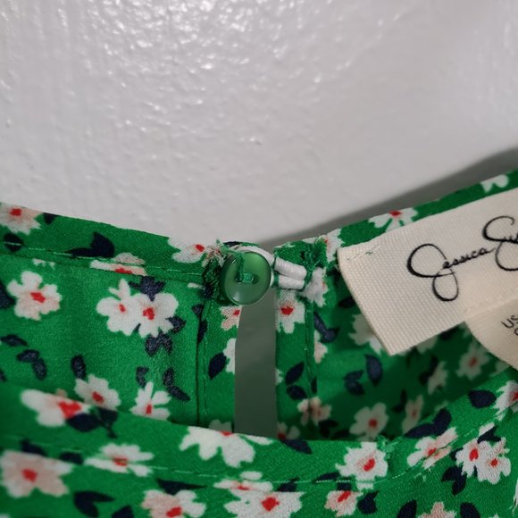 Jessica Simpson Women's Extra Small Green Floral Sleeveless Midi-Dress with Slip - Picture 3 of 10